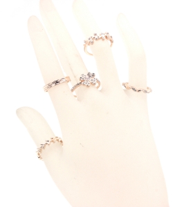 5Pcs  Rhinestone Ring Set  RZ300119 ROSEGOLD CL